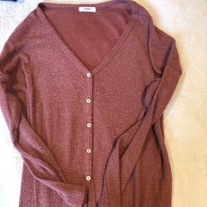 Mauve long sleeved loose Henley